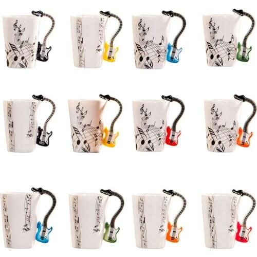 4XFA Guitar Mug Music Note Coffee Mug Ceramic Guitar Music Cup Mug Gifts