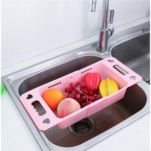 Kitchen basket Retractable Kitchen Foldable Sink Drainer Plastic Filter Dish Rack Drain Basket Drainer Folding Vegetable Filter