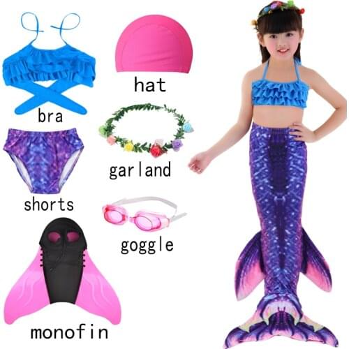 Summer Dress Mermaid Tail Swimsuit Holiday Beach Bikini Mermaid Costume Cosplay for Swimming Pool Children Swimwear