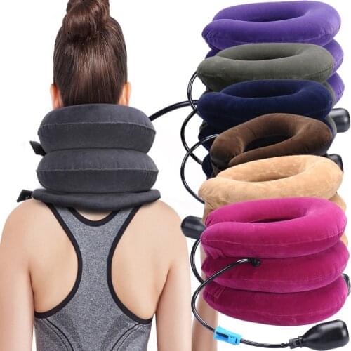 U Neck Pillow Air Inflatable Pillow Cervical Neck Shoulder Traction Support Brace Trip Device Air Cushion Traction Soft