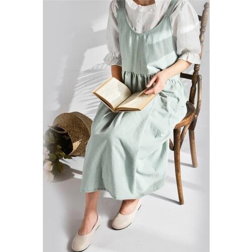 Newest Vintage Women Lady Linen Cross Back Apron Housework Baking Wrap Florist Dress Cafe Kitchen Cooking Casual Apron