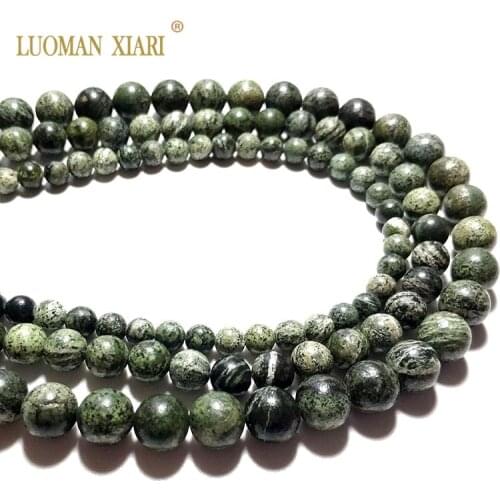 Wholesale AAA+ Green Zebra Jaspers Natural Stone Round Beads For Jewelry Making DIY Bracelet Necklace 6/8/10 mm Strand 15