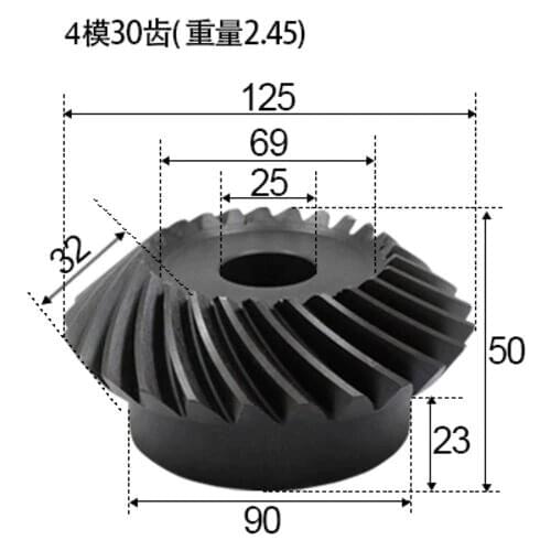 Precision spiral bevel gear 4M30 teeth 1:1 spiral bevel gear one pair