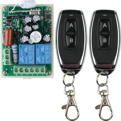AC220V 2CH 10A Relay RF Wireless Remote Control Switch System Receiver With Learning Button 315Mhz 433Mhz