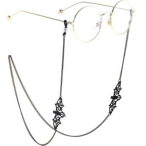 Retro Black Bat Eyeglass Chain Reading Glasses Chains Cross Sunglasses Spectacles Fashion Metal Holder Cord Lanyard Necklaces