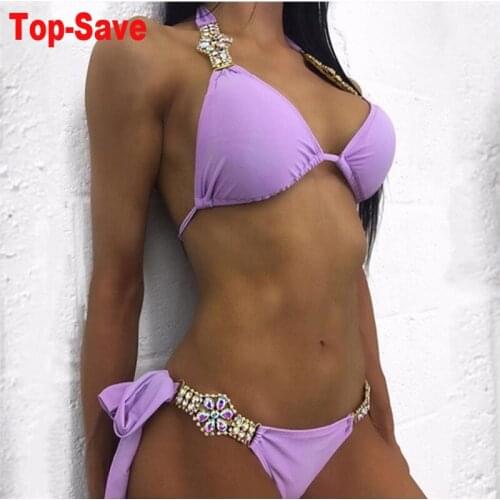 Sexy Luxury Crystal Diamond Bikini 2 Piece Set Women Biker Shorts V Neck Crop Top Casual Outfits Summer Fashion Rhinestone Swim