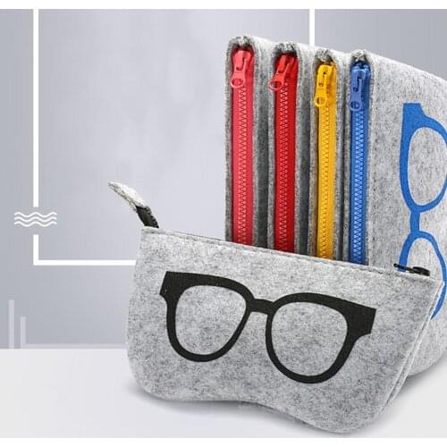 Wool Felt Women Glasses Eyewear Zipper Bag Storage Case Sunglasses Box Portable