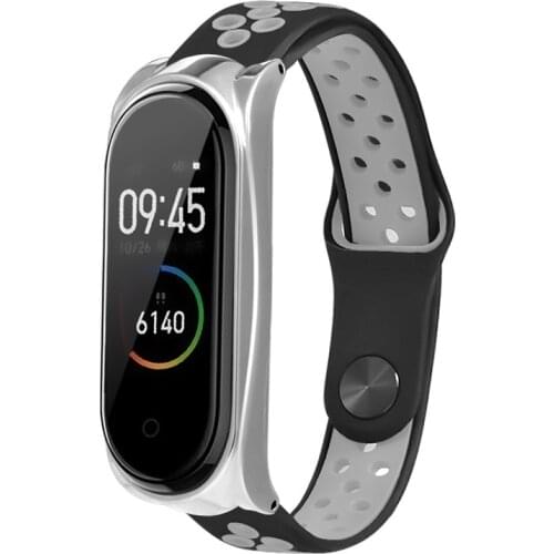 Silicone Strap Bracelet Band Wriststrap with Metal Case for Xiaomi Mi Band 3/4 NK-Shopping