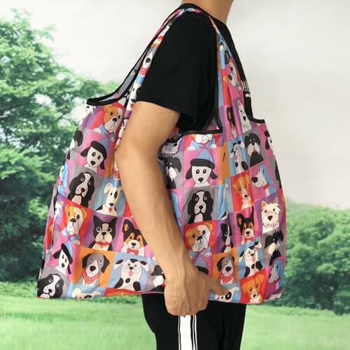 Folding Shopping Bag Eco Friendly Ladies Gift Foldable Reusable Tote Bag Portable Travel Shoulder Bag