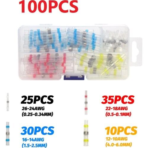 Wire Connectors Waterproof 10/30/50PCS Solder Seal Heat Shrink Butt Connectors Insulated Butt SplicesElectrical Wire Terminals