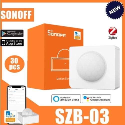 SONOFF SNZB-03 30PCS Smart Home ZigBee Motion Sensor 110 ° Wide View Low-Battery Notification With eWelink Alexa Google Home