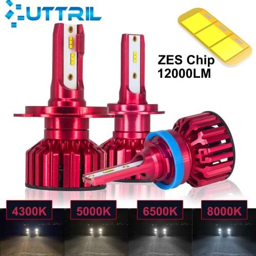 Uttril 2 Pcs Mini Size LED H4 H7 H11 H1 Auto Headlamp H8 H8 H3 9005 HB3 9006 HB4 4300K 5000K 6500K 8000K LED Bulb 12V 12000LM