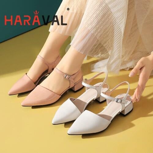 Women Pumps Shoes Spring Summer Autumn Fashion Elegant Sweet Genuine Leather High Thick Heels Pink White Female Adult SandalsB16