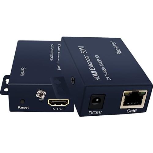 HDMI Extender 60M Network Cable Transmitter Signal Amplifier RJ45 to 1080P@60 Hz Transceiver