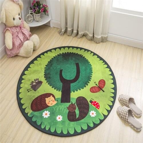 Zeegle Cartoon Round Carpet For Living Room Kids Bedroom Carpets Anti-slip Child Room Floor Mats Baby Crawling Blanket Soft Mats