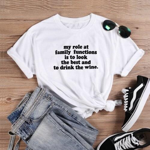DRINK THE WINE Printed Harajuku Tshirt Women Top O-neck Funny T Shirt Women Casual Camisa Feminina Tee Fashion Women Clothes