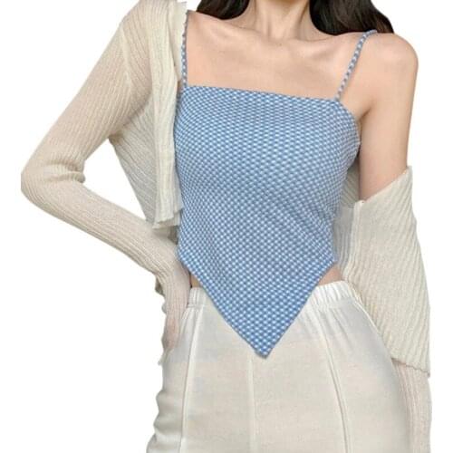 Womens Solid Irregular Backless Vest Summer Slim Sexy Exposure Navel Camisole Tank Tops