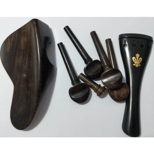 1 Set NEW Fiddle Parts 4/4 Including Tail Piece Chin Rest Pegs Ends Ebony Parts
