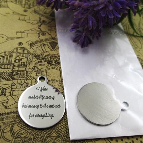 20pcs--"Wine makes life merry, but money is the answer for everything." more styles for choosing DIY Charms Bible gold sentence