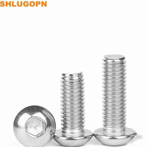 5-50Pcs M2 M2.5 M3 M4 M5 M6 M8304 A2-70 Stainless Steel ISO7380 Hexagon Hex Socket Head Button Allen Bolt Screw