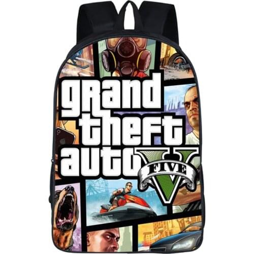 Cartoon Grand Theft Auto GTA5 3D Backpack School Bag Book Bag Zipper Messenger Children Boys Girls Students School Gift Mochilas