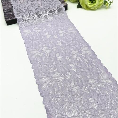 3y/lot 7 7/8 inch 20cm Light Lilac With Foil Elastic Stretch Lace trim Skirt Hem Underwear Sewing Craft DIY Apparel Fabrics Lace