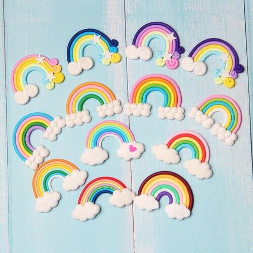 5pcs Soft ceramics polymer clay rainbow charms micro landscape ornaments cream glue mobile phone accessories DIY star pendants