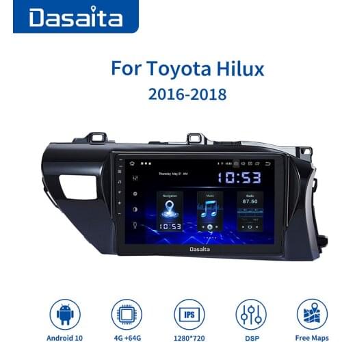 Dasaita 10.2" IPS Car Radio Player TDA7850 Android 10.0 for Toyota Hilux 2016 2017 2018 GPS Navigation 1 Din Carplay Stereo Unit