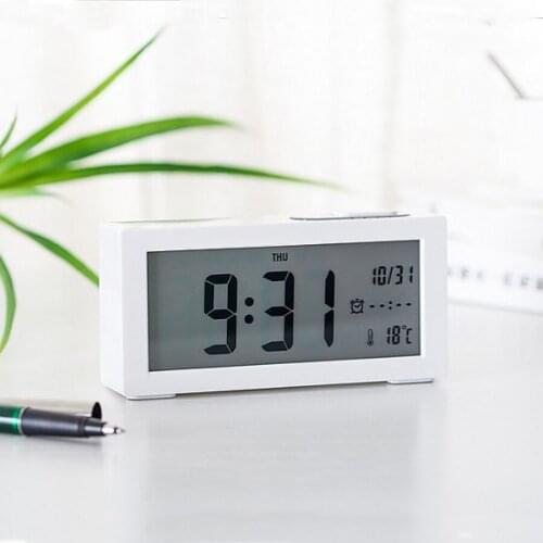 Battery Digital Alarm Clock for Bedroom 2" LCD Display Bedside Alarm Clock With Snooze Backlight Night Light Date Temperature