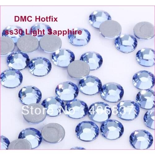 Free Shipping! 288pcs/Lot, ss30 (6.3-6.5mm) High Quality DMC Light Sapphire Iron On Rhinestones / Hot fix Rhinestones