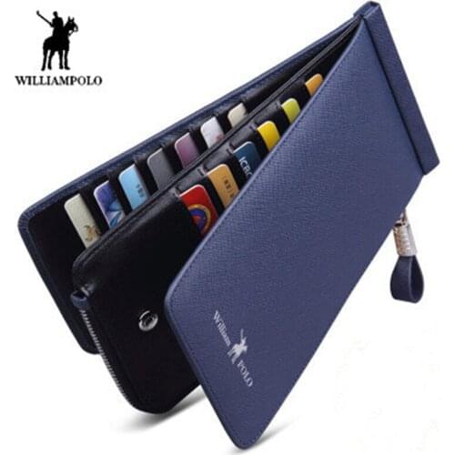 Williampolo Card package mens wallet mens long multi-card leather business ultra-thin bank card sets credit card holder
