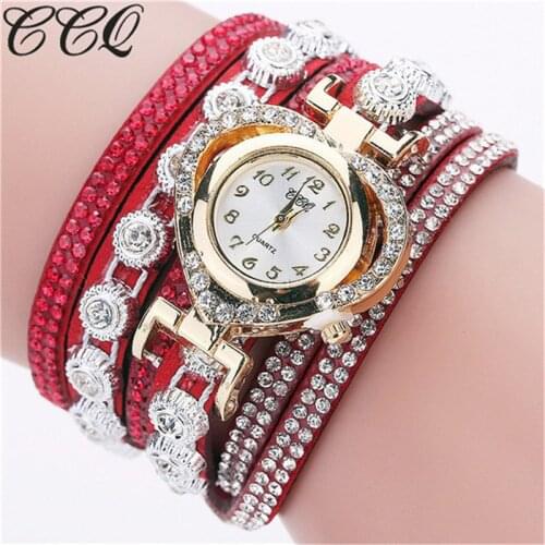 CCQ Women Vintage Rhinestone Crystal Bracelet Dial Analog Quartz Wrist Watch Dress Quartz Watch 2019 femme gift reloj mujer Q