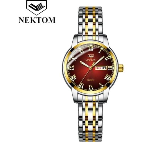 NEKTOM Top Brand Watch 2020 Woman Luxury Fashion Ladies New Wristwatches Full Stainless Steel Quartz Clock Waterproof