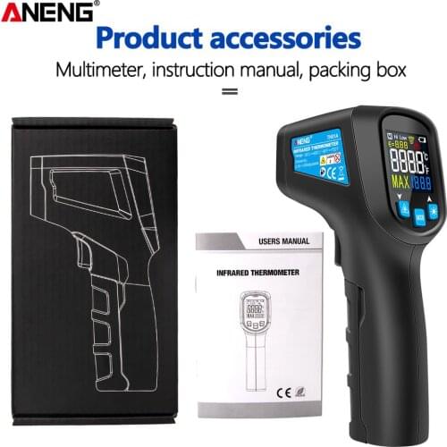 New Digital Infrared Thermometer Gun Laser Temperature Meter Non contact IR Thermometer Pyrometer Hygrometer Color LCD Screen