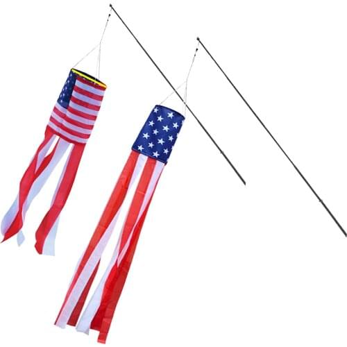 Color Printing USA American Flag Windsock Stars Stripes Weather Vane 4th of July Garden Holiday Party Educational Hanging Decor