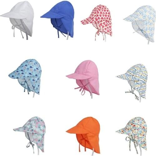 Toddler Boys Girls Flap Caps Cute Sun Hats Sun Protection Hat Neutral Sun Cap Mesh Liner Multiple Pattern Color