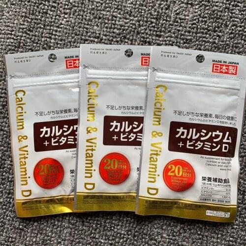 Calcium & Vitamin D Supplement 40tablets x3Pcs DAISO Japan made JAPANESE