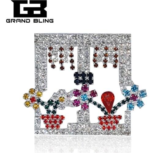 GRANDBLING Fantastic Design of Hand-made Colorful Rhinestones Flowers Brooch Jewelry Unique Gift to Lover&Friend