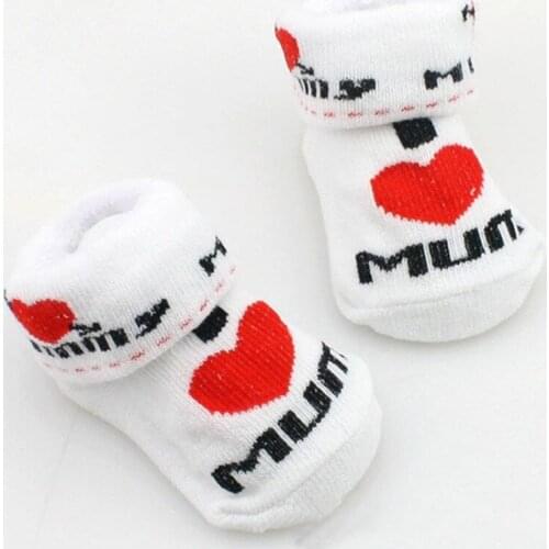 Cotton Baby Non-slip Floor Socks Love Dad Love Mum Cartoon Small Kids Socks For Baby Girls Boys Cute Boots Baby Toddler Socks