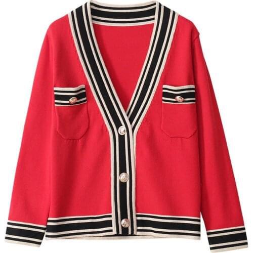 Cashmere V-neck Cardigan Knitted Elegant Sweater Woman Autumn Winter Designer Luxury Female Runway Clothing Comfortable Knitwear