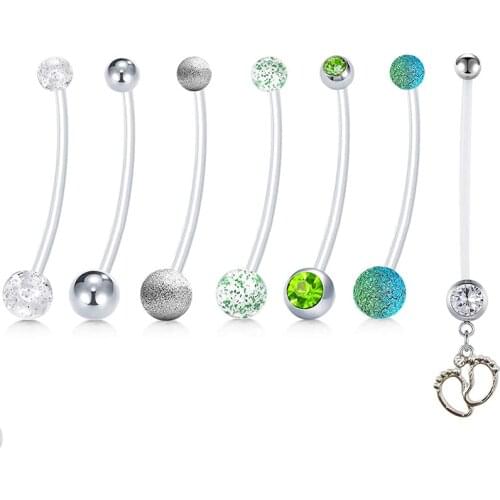 14G Pregnancy Belly Button Rings Flexible Bioplast Sport Maternity Belly Navel Retainer Body Piercing 38mm 1 1/2"