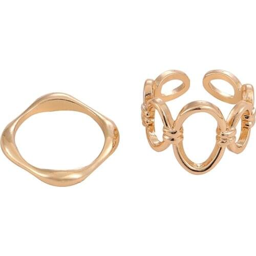 RZ140 Ring 2-Piece Set Ins Style Personality Simple Niche Design Ring Temperament Versatile High-End Ring