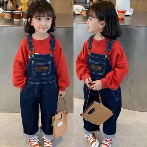 New Kids Loose Overalls Children Denim Jumpsuit for Boys Girls Fashion Cowboy Suspender Pants Overalls Baby Boy Clothes