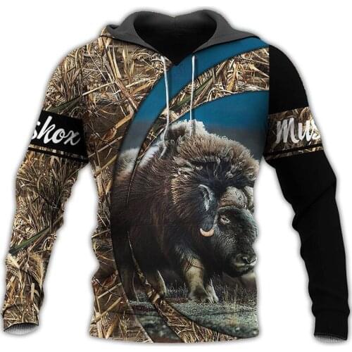 Beautiful Musk Ox 3D All Over Printed Hoodies Fashion Mens Sweatshirts Harajuku Style Casual Zipper Hoodies DY190