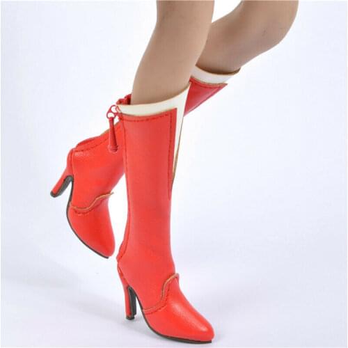 Red 1/6th Womens Hollow Shoes Long Tube Boots Model for 12" Figure Toy