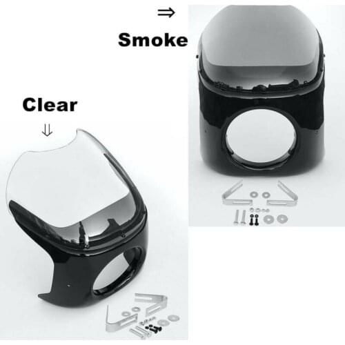 Black Motorcycle 7'' Round Head Light Clear/Smoke Lens Body Fairing Screen Windshield Universal