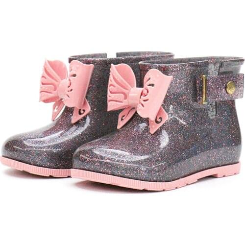2020 Mini Melissa Cute Mini Rain Boots Bow Shoes Boots Baby Jelly Shoes Girls Fashion Boots Slip Water Shoes Boots