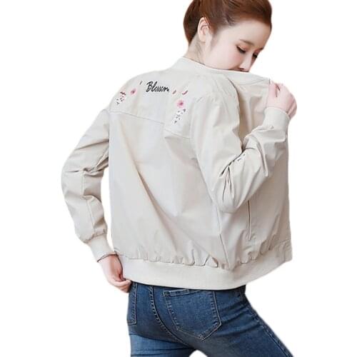 Fashion Embroidery Jacket Women 2021 Autumn Women Bomber Long Sleeve Slim Short Coats Jackets Baseball Outerwear Clothes E202