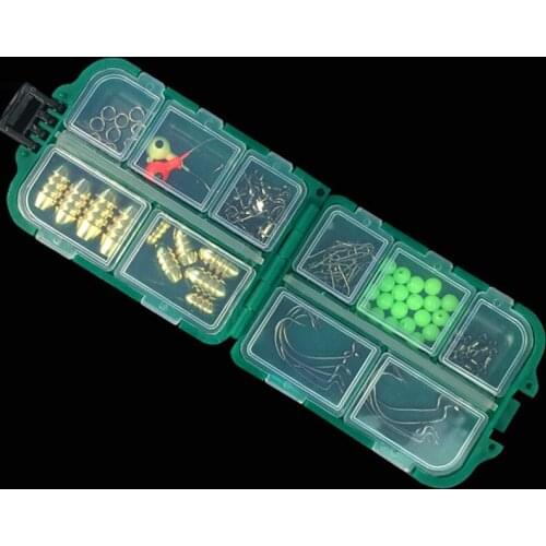 83pcs sea small accessories fishing set 8-ring pin crank hook luminous stop bead lead double ring threaded bullet copper swivel