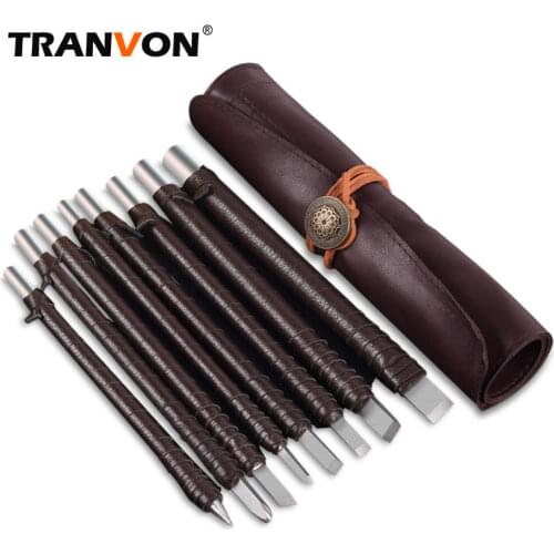 Wood Chisels Knife Set Tungsten Steel Stone Wood Carving Tool Kit Bonus a Extra Portable Compact Leather Roll Storage Bag